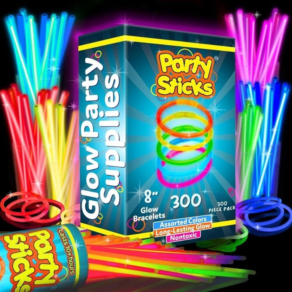 Ultra Bright Glow Sticks Bulk Party Supplies 300 Pack - 8" Glow in the Dark Ligh
